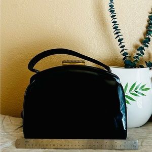 Vintage Theodor California Handbag black patent brass trim